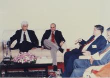 Mr. Azim Premji, Mr. Krishnaswamy Kasturirangan and Prof. R. Natarajan converse after the 38th Convocation (2001)