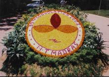 A floral version of the IIT Madras logo at the Student Activities Centre, 36th Convocation, 1999