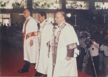 Prof. M. S. Ananth, Dr. K. Anji Reddy and Dr. Krishnaswamy Kasturirangan on the stage at the 39th Convocation, 2002