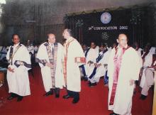 Dr. Krishnaswamy Kasturirangan and Prof. M. S. Ananth interact at the 39th Convocation, 2002