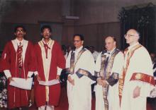 Award winning graduates and distinguished guests pose for a photograph at the 39th Convocation, 2002