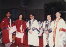 Posing for a photograph during the awards ceremony, 39th Convocation (2002)