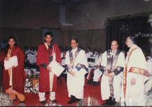 Posing for a photograph during the awards ceremony, 39th Convocation (2002)
