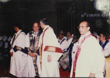 Dr. Krishnaswamy Kasturirangan and Prof. M. S. Ananth interact at the 39th Convocation, 2002