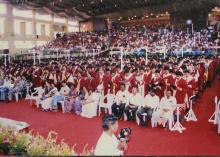 Graduates rise for the institute pledge at the 39th Convocation, 2002