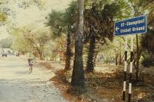 A sign board on the IIT Madras campus showing the way to the Chemplast cricket ground
